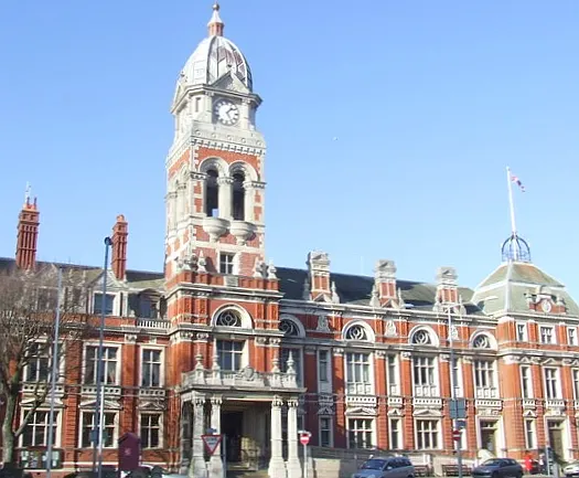 Eastbourne Town Hall, the local landmark of BN21