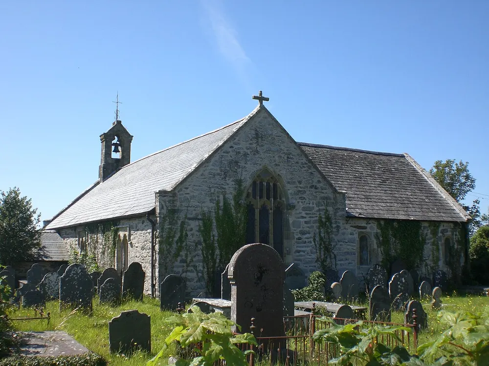 St Dwywe's Church, the local landmark of LL43