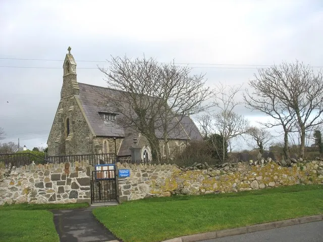 St Maelog's Church, Llanfaelog, the local landmark of LL63