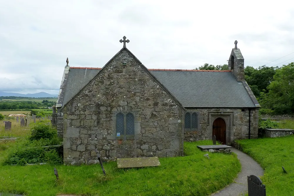 St Peter's Church, Llanbedrgoch, the local landmark of LL76