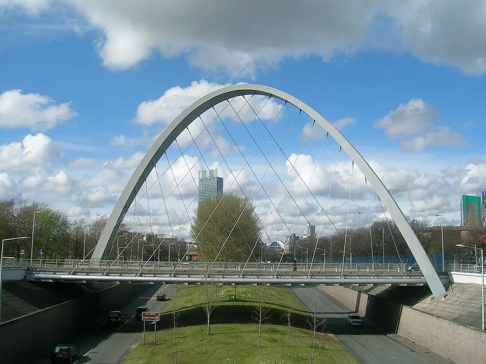 Hulme Arch Bridge, the local landmark of M15