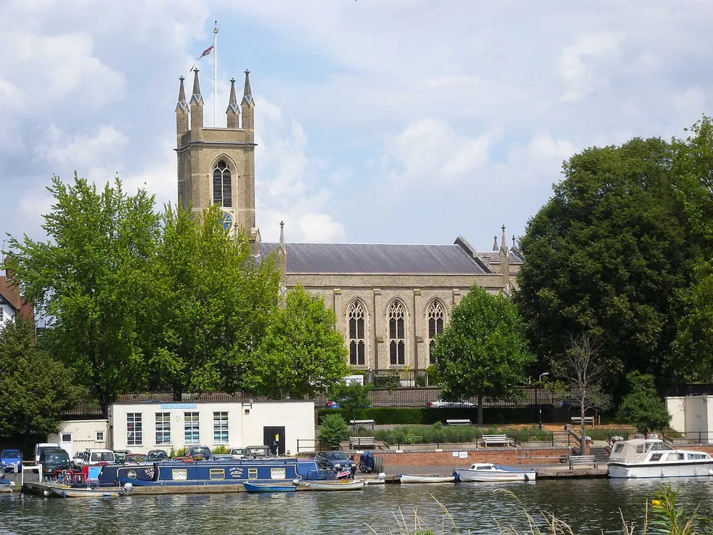 St Mary's Parish Church, Hampton, the local landmark of TW12