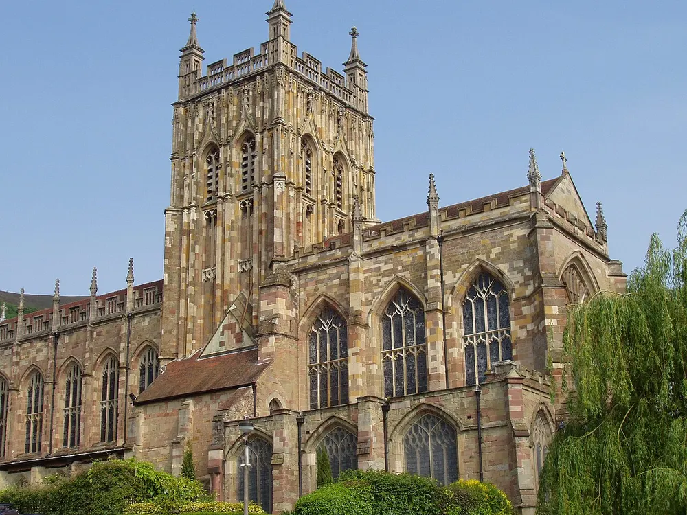 Great Malvern Priory, the local landmark of WR14